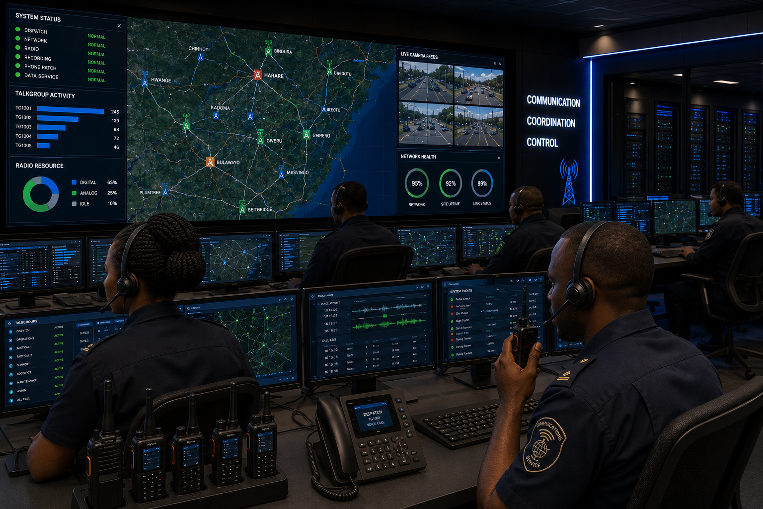 Operator at a radio dispatch control room